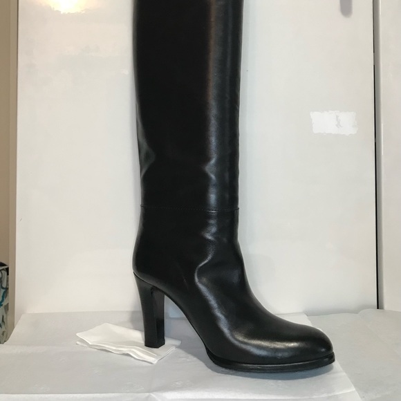 VERONIQUE BRANQUINHO~OTK BLACK LEATHER Over the Knee BOOT Sz 7/37.5~Made i ITALY - Picture 2 of 11